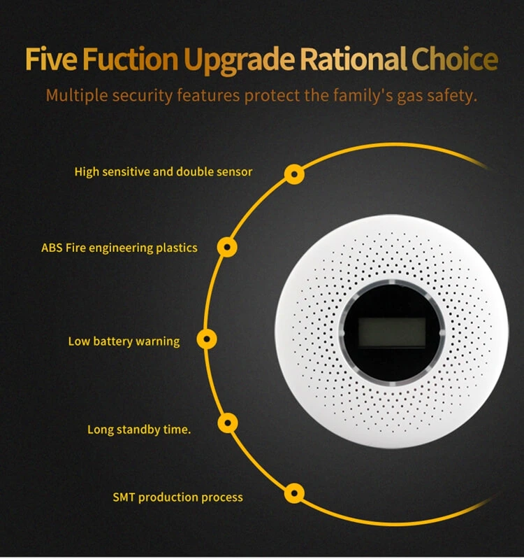 Battery Operated Combination Carbon Monoxide and Smoke Alarm with Ce LCD Display